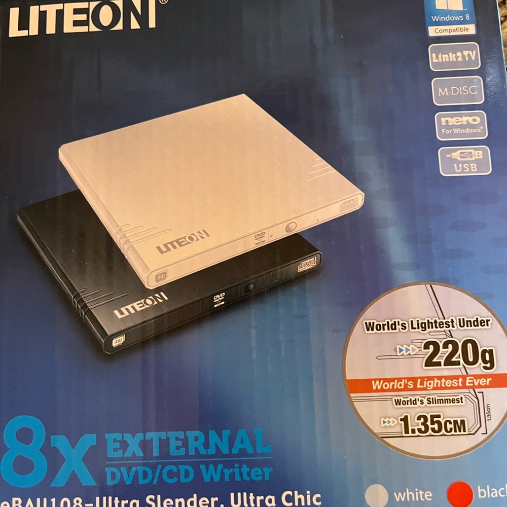 Lite-On External DVD/CD Writer - White and Black